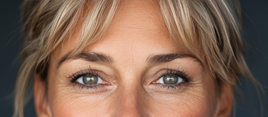 Closeup of upper face area of a model