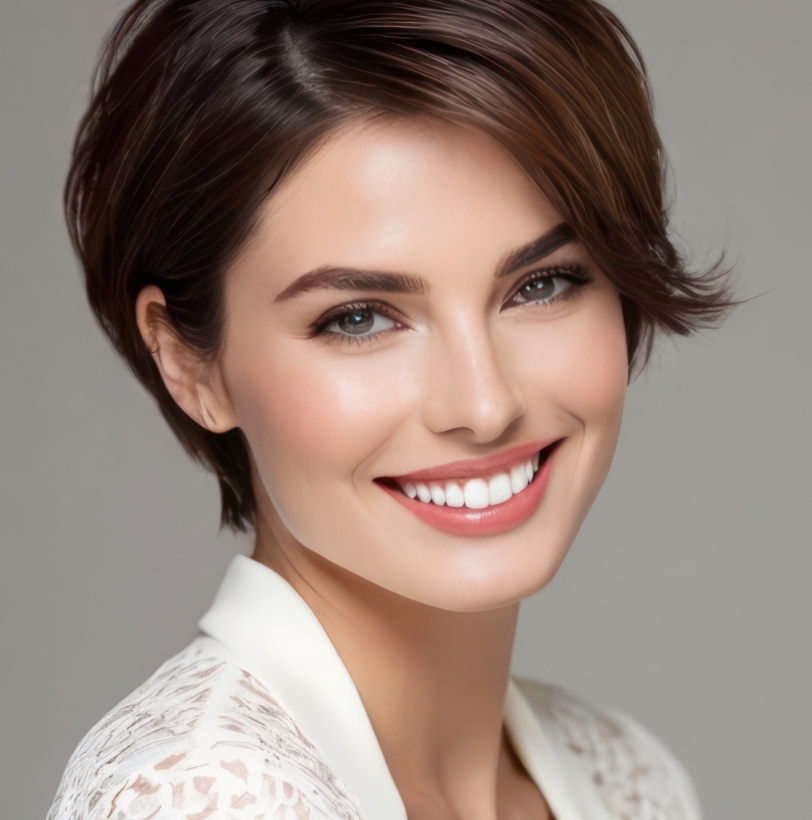 Close-up of a woman’s face showing refreshed, natural-looking skin tone and texture.