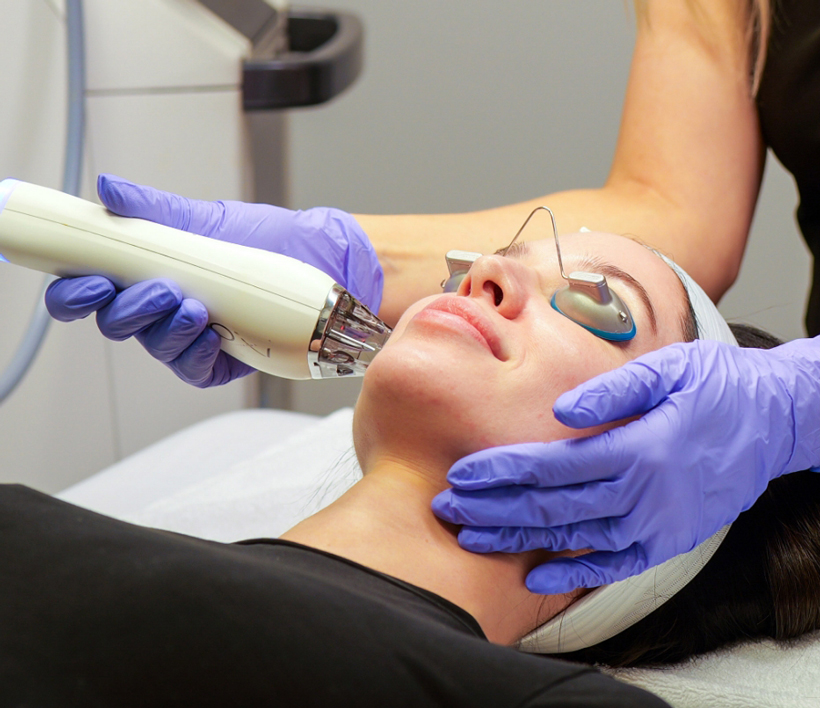 Staff performing a laser and light treatment