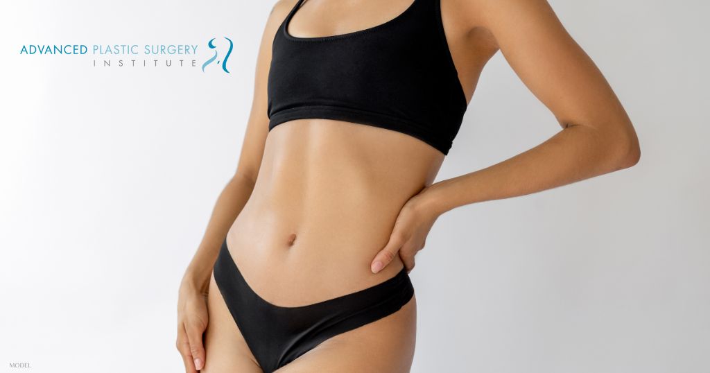 Woman in black undergarments. (Model)