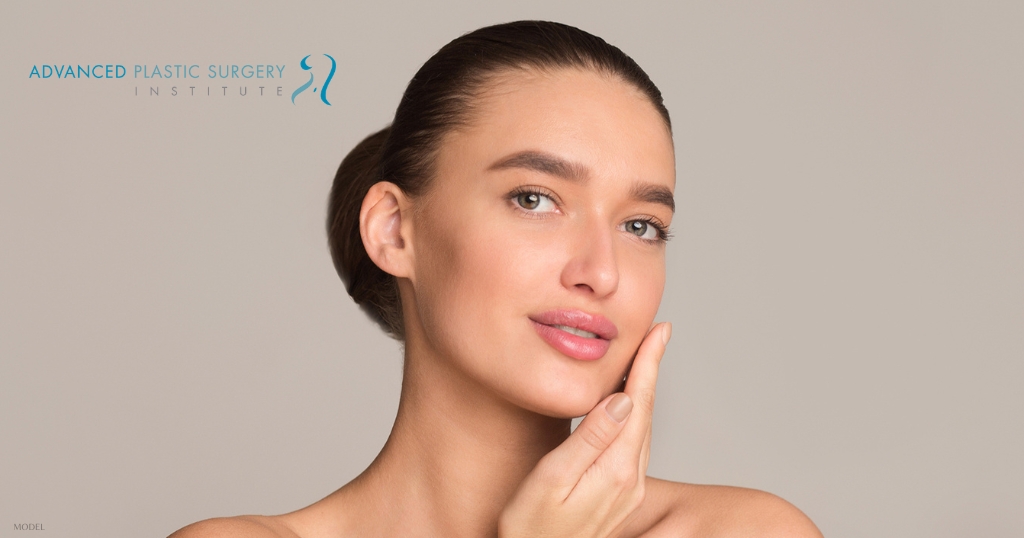 Woman after masseter BOTOX. (Model)